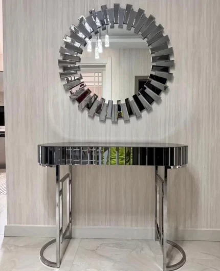 Hatay aynalı dresuar yuvarlak metal ayaklı modern tasarım